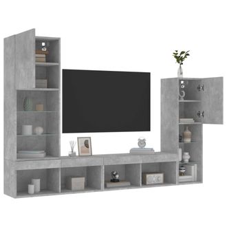 Berkfield Home 4 Piece TV Wall Units with LED Concrete Grey Engineered Wood