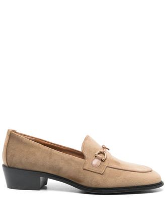Roberto Festa Milano Almond Beige Velvet Slip-On Flats