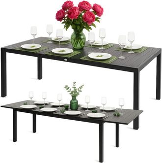 OEM Mesa De Jard&iacute;n Extensible Mesa Plegable Para Terraza, Balc&oacute;n, Tapa De Metal Negro