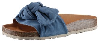 Verbenas Pantolette VERBENAS Roxy Roda, Damen, Gr. 36, blau (blaugrau), Veloursleder, Schuhe Pantolette, Sommerschuh, Schlappen, Strandschuh zum Schlupfen