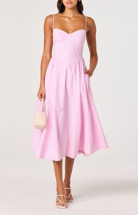 ASTR the Label Bellamy Stripe Cotton A-Line Dress in Pink Stripe at Nordstrom, Size Medium