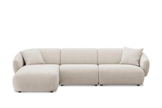 Castlery Auburn Chaise Sectional Sofa Left Facing Customized, (Performance Boucle) Cream, Spill Resistant, Modular for Sofas by Castlery