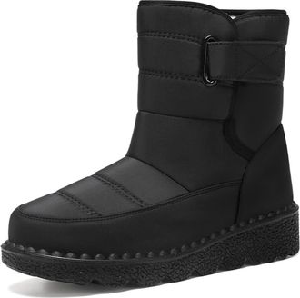 Generic Womens Winter Snow Boots Short Mid-Calf Ankle Booties Waterproof Non-Slip Fleece Lined Slip-On Fashionable Gift For Mom(Black,4.5 UK)