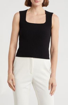 Leith Square Neck Sweater Tank in Black at Nordstrom Rack, Size X-Large