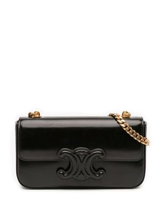 Celine Borsa a spalla Cuir Triomphe in pelle di vitello liscia con catena 2022 - Nero