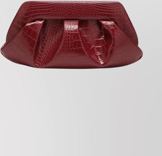 Themoirè structured pleated clutch bag crocodile texture
