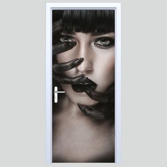 OEM Pegatina Para Puerta De Tela Con Dise&ntilde;o De Mujer Vestida De Negro 157pd