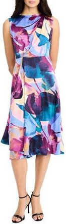 Maggy London Asymmetric A-Line Midi Dress in Blue/Grape at Nordstrom Rack, Size 18 (Similar To 16W)