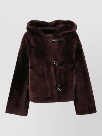 Yves Salomon lambskin jacket featuring side zip and hood