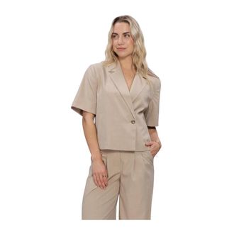 Modstr&ouml;m Tuesdaymd SS Blazer - Dames - Jassen - Beige - Maat: M Leer