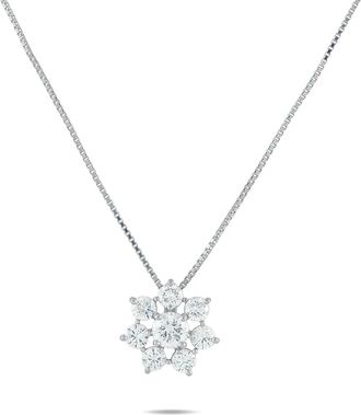 Luxury Bazaar platinum diamond flower-pendant necklace - women - Diamond/Platinum - One Size - Silver