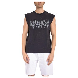 Purple Sleeveless Tops, male, Blue, Size: S Basic Tank Top