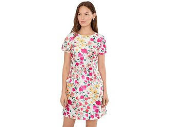 Adrianna Papell Printed Mikado Short Dress Womens Dress Ivory : 12, Polyester