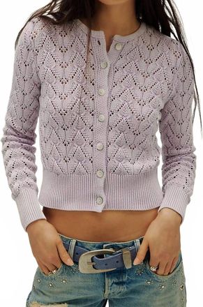 Free People Pretty In Pointelle Cardigan In Orchid Hush