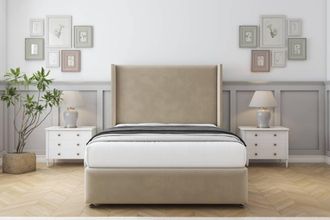 Comfort Beds Ayla Coniston Divan Set 2 Drawers-54 Wingback-Footboard in Cream | Size: Super King