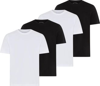 Man's World Rundhalsshirt MANS WORLD, Herren, Gr. 4XL (68/70), wei&szlig;, schwarz, Single Jersey, Obermaterial: 100% Baumwolle, unifarben, Basic, regular fit, Rundhals