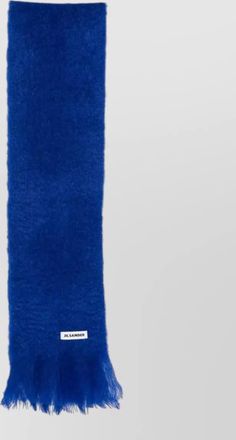 Jil Sander mohair wool brushed knit fringed scarf