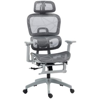 HOMCOM Ergonomic Office Chair Swivel Computer Chair With 3D Armrest - Grey | TJ Hughes