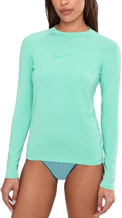 Nike Dri-FIT UV Long Sleeve Hydroguard Womens Swimwear Bleached Turquoise : SM, Polyester/Spandex