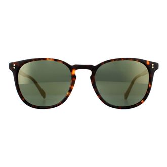 Oliver Peoples Round Mens Semi Matte Sable Tortoise G15 Goldtone Polarized VFX Sunglasses - Brown - One Size