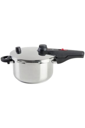 Kelomat Schnellkochtopf, Alufarben, Metall, 4.5 l, 24.80x28.40x45 cm, Messskala, einstellbare Kochstufen, Druckregelventil, Gegengriff, verkapselter Sandwichb