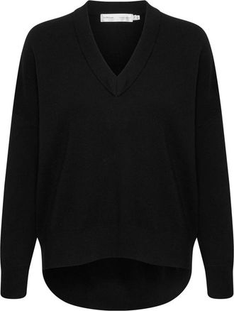 Inwear Zwarte V-hals Gebreide Trui - Dames - V-hals truien - Zwart - 2XL - Katoen - Truien & Vesten
