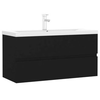 Berkfield Home Sink Cabinet with Built-in Basin Black Engineered Wood