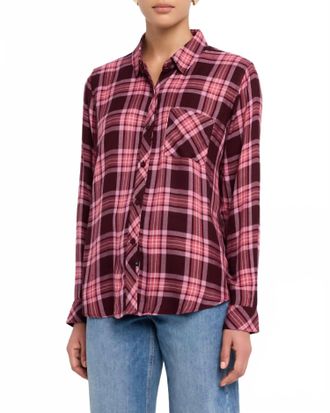 Rails Hunter Long Sleeve Shirt In Mauve Mulberry Ivory