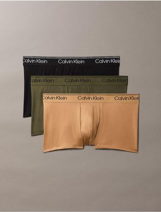 Calvin Klein Mens Microfiber Stretch 3-Pack Low Rise Trunk - Multi - XL