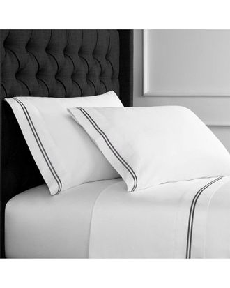 Melange Home Set Of Two 600 Thread Count Sateen Stripe Embroidery Pillowcases