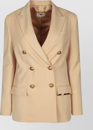 Elisabetta Franchi double breasted blazer gold buttons lapels