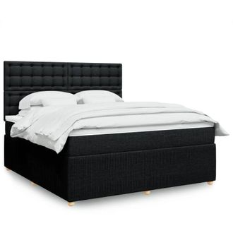 vidaXL Cama Box Spring Con Colch&oacute;n Tela Negro 180x200 Cm