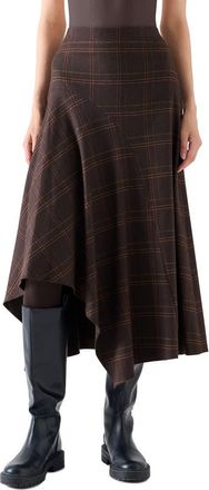 Akris Blanket Check Handkerchief Skirt in Espresso-Caramel at Nordstrom, Size 10