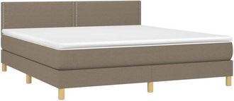 vidaXL Cama Box Spring Con Colch&oacute;n Led Tela Gris Taupe 180x200 Cm Vidaxl