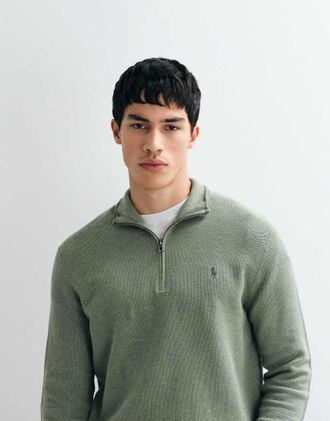 Polo Ralph Lauren Maglione vestibilit&agrave; standard verde con zip corta