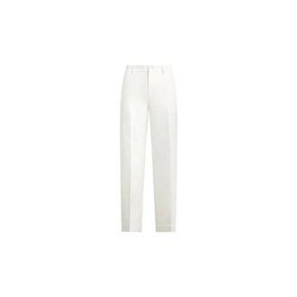 Ralph Lauren Linen-Blend Twill Wide-Leg Cropped Pant - female - Ralph Lauren - Wide Trousers - White - XL - Trousers