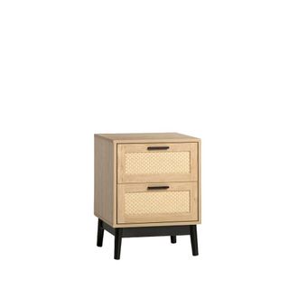 Klast Mesita de noche 2 cajones efecto madera natural 45 cm x 56 cm