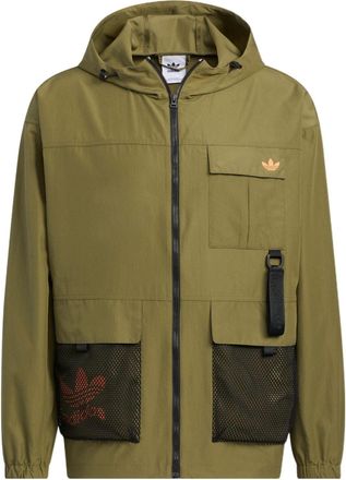 adidas Mens adidas original Logo Printing Pattern Zipper Hooded Jacket Military Green HS1909