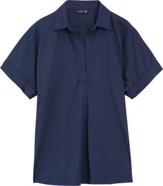 van Laack Polo Shirt 05 602K Stijl - Dames - Overhemden - Blauw - XL - Overhemden