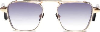 John Dalia Scotty Geometric Gold-tone Sunglasses with Gradient Blue Lenses