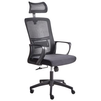 Beliani Silla De Oficina Con Base Giratoria Reposacabezas Regulable En Altura De Malla Negro Monarch