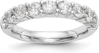 Diamond2Deal 14k White Gold Lab Grown Diamond 9-Stone Band Ring 1Ct Clarity- VS Color- G-H