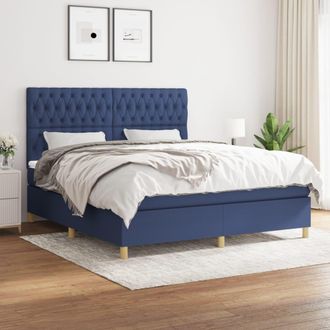 vidaXL Vidaxl - Cama Box Spring Con Colch&oacute;n Tela Azul 180x200 Cm