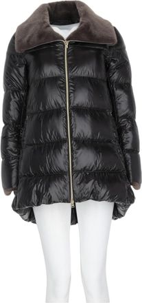 Herno Glossy Padded A-Line Jacket With Flared Hem And Unique Collar