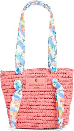 Kurt Geiger Small Scarf Raffia Tote in Open Pink at Nordstrom Rack