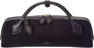 Alaia Ala&iuml;a Le Teckel Suede & Leather Clutch