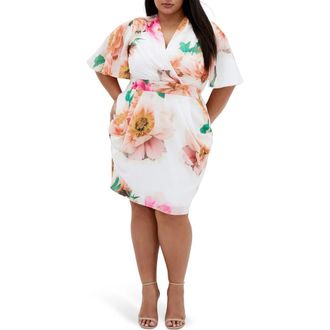 City Chic Brae Floral Print Dress in Garden Party at Nordstrom Rack, Size Xxl/24W