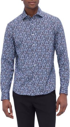 Bugatchi Devon OoohCotton Button-Up Shirt in Black at Nordstrom, Size Xxx-Large