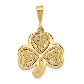 Diamond2Deal 14k Yellow Gold Trinity Clover Pendant