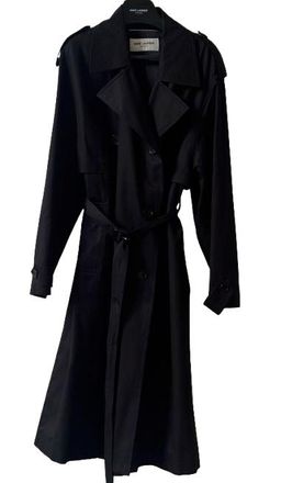Saint Laurent Black Cotton Trench Coat
